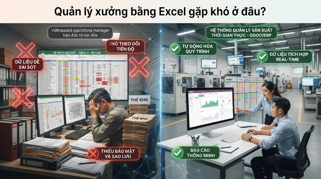 Quản lý xưởng bằng Excel gặp khó ở đâu?